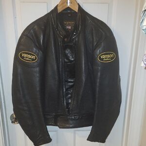 Vanson Black Leather Motorcycle Jacket 44